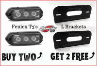 2 Feniex T3's & 2 L Brackets 